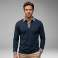 Jason | Long Sleeve Polo Shirt with Plaid Panel