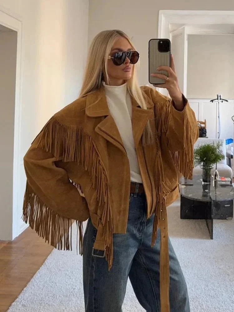 Rosalie - Fringed Western Trucker Jacket