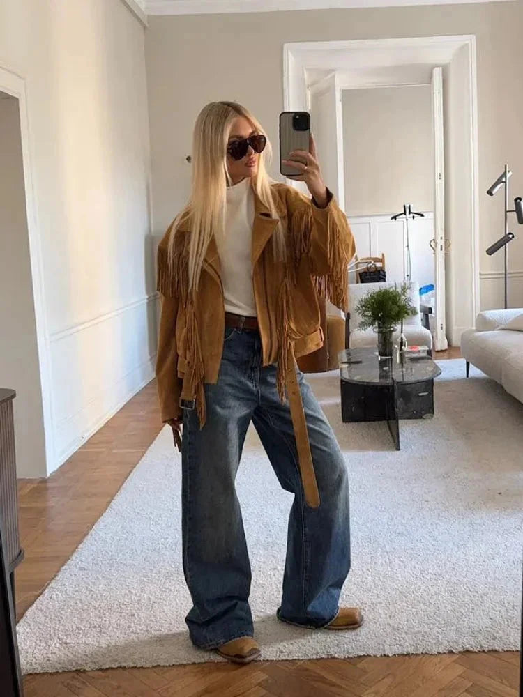 Rosalie - Fringed Western Trucker Jacket
