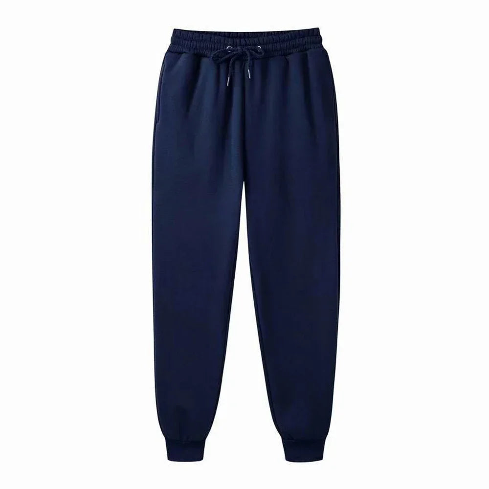 Men's casual sports joggers with elasticated cuffs - navy blue
