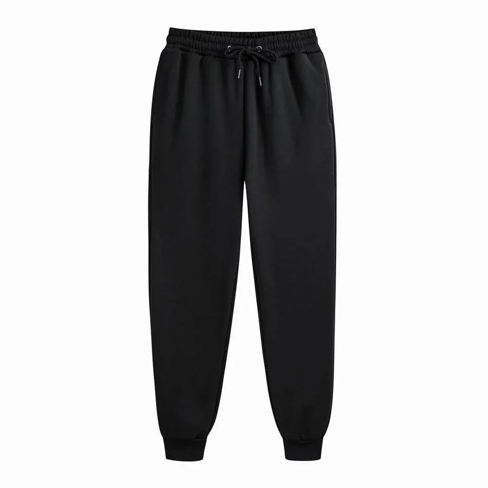 Men's casual sports joggers with elasticated cuffs - black