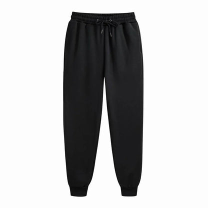 Men's casual sports joggers with elasticated cuffs - black