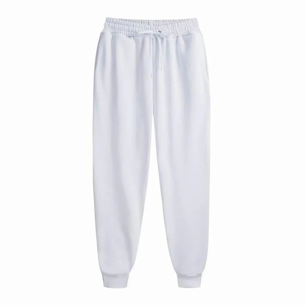 Men's casual sports joggers with elasticated cuffs - white