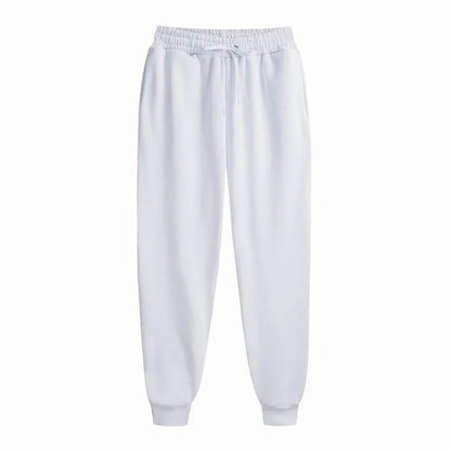 Men's casual sports joggers with elasticated cuffs - white