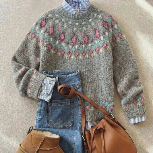 Solveig - Fair Isle Long Sleeve Knit Sweater