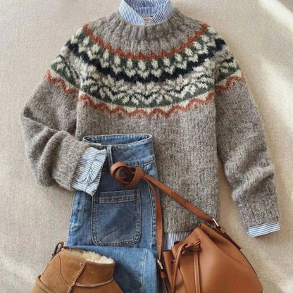 Solveig - Fair Isle Long Sleeve Knit Sweater