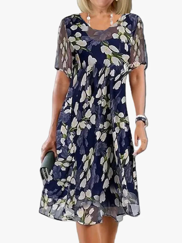 womens-a-line-woven-midi-dress-with-v-neck-and-elbow-sleeves-1