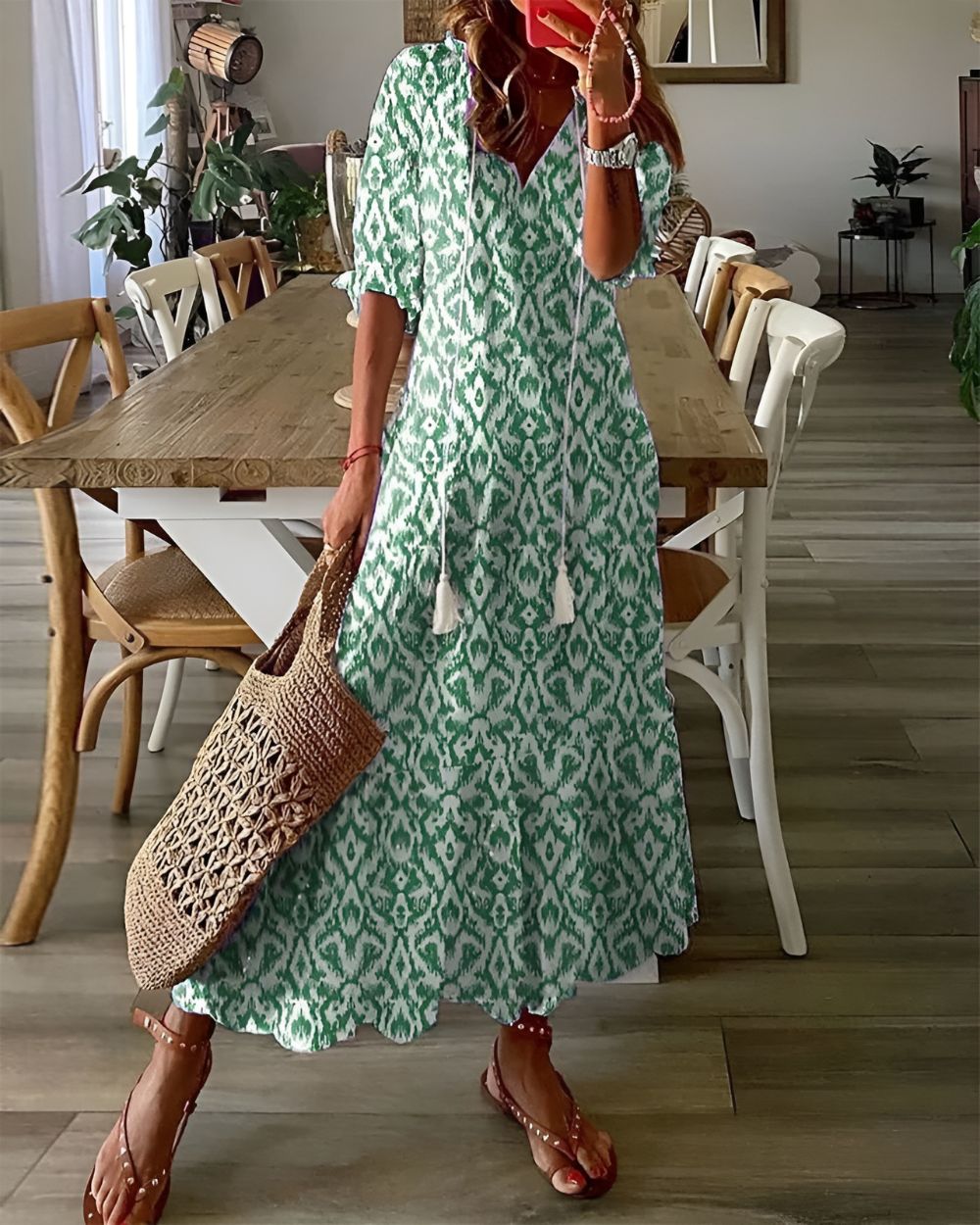womens-boho-woven-maxi-dress-with-tassel-tie-and-ruffle-hem-2