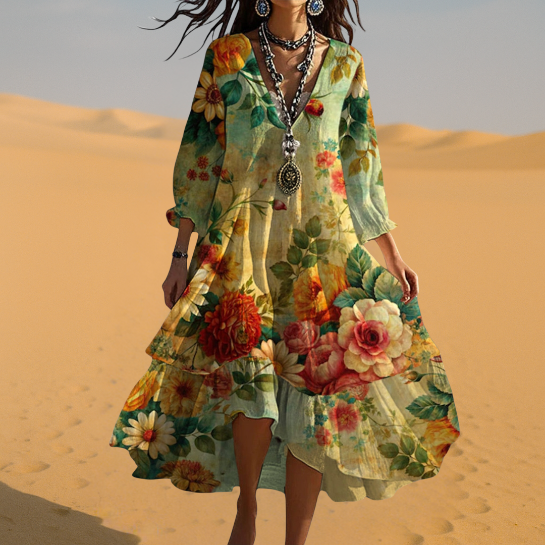 womens-boho-woven-midi-dress-with-v-neck-and-tiered-skirt-3