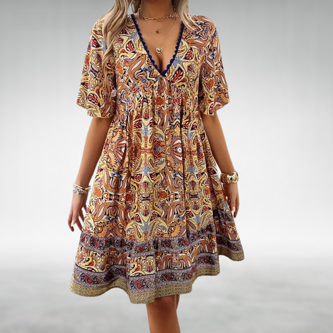 womens-boho-woven-mini-dress-with-paisley-print-and-button-placket-4