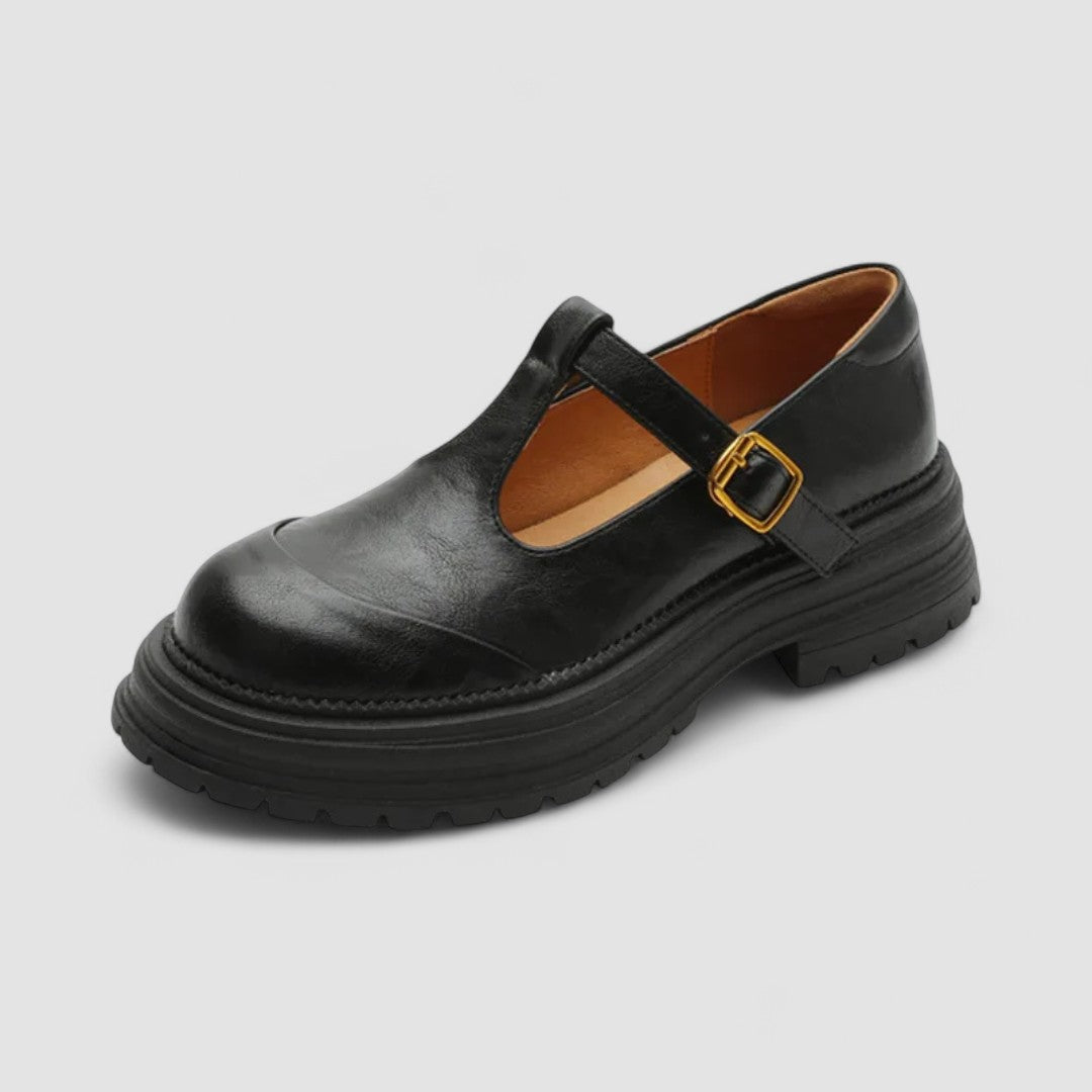 womens-casual-faux-loafers-with-buckle-strap-and-lug-sole-7