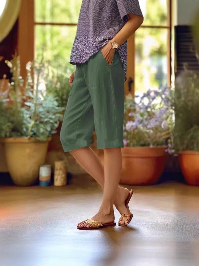 womens-casual-woven-bermuda-shorts-with-drawstring-and-side-pockets-4