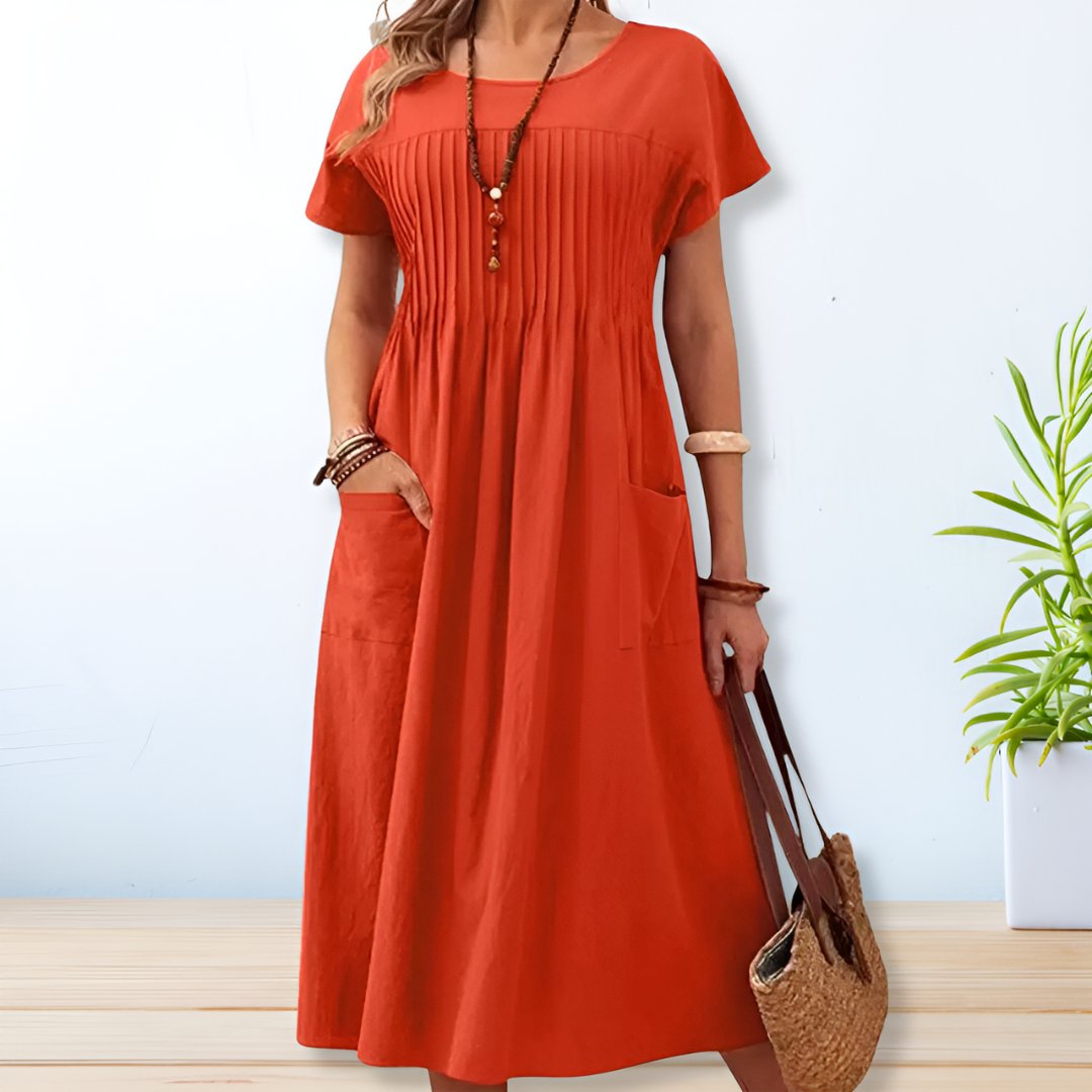 womens-casual-woven-midi-dress-with-pleated-front-and-patch-pockets-2