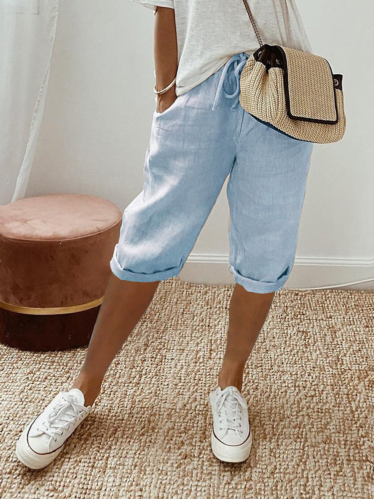 womens-casual-woven-shorts-with-drawstring-waist-and-rolled-hem-4