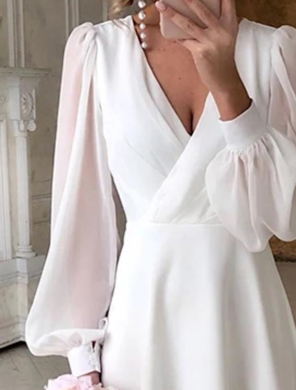 womens-chiffon-midi-dress-with-wrap-v-neck-and-puff-sleeves-2