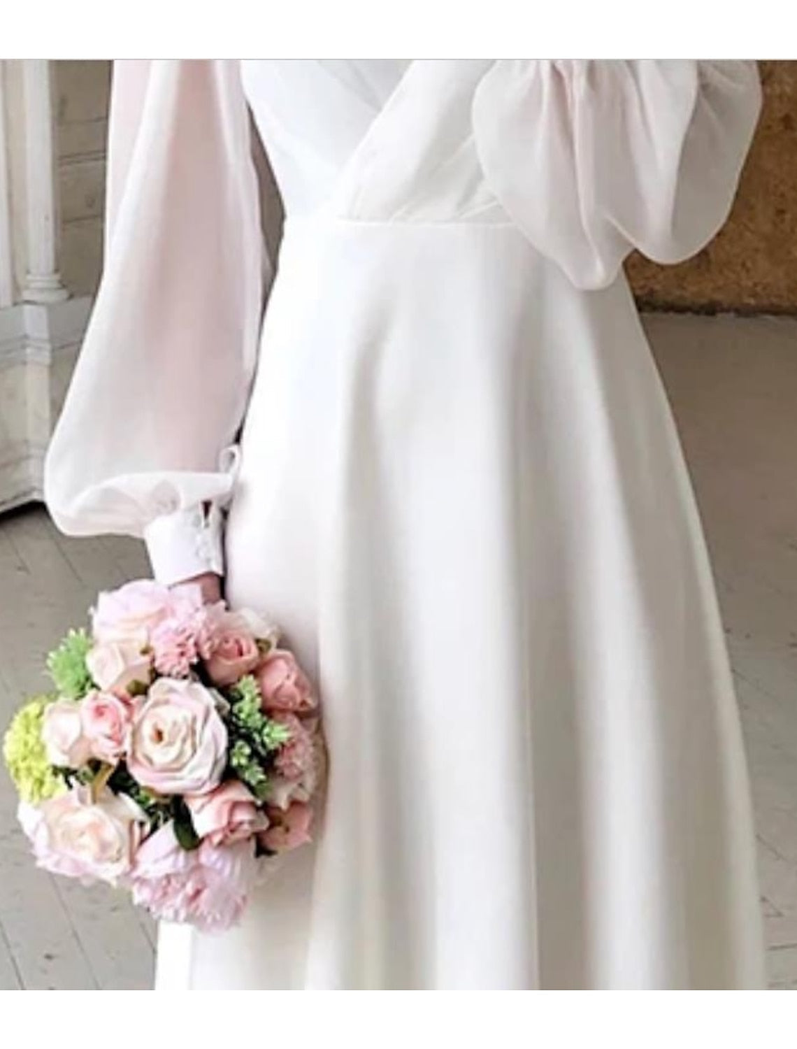 womens-chiffon-midi-dress-with-wrap-v-neck-and-puff-sleeves-3