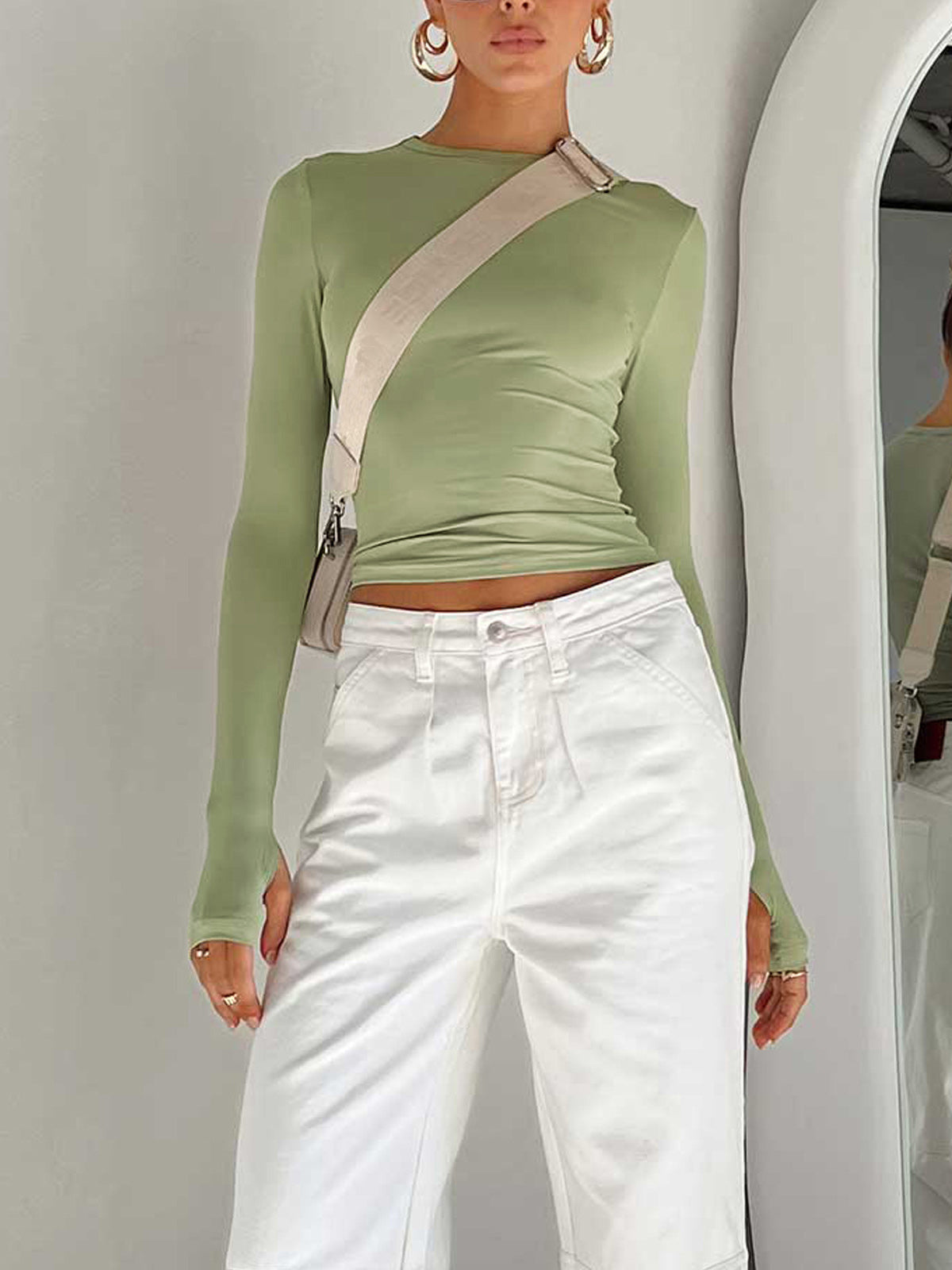 womens-cropped-knit-top-with-crew-neck-and-thumbhole-cuffs-2