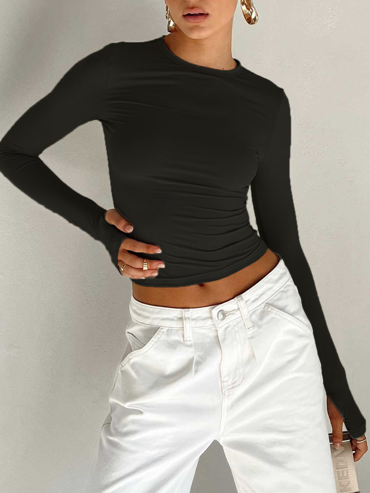 womens-cropped-knit-top-with-crew-neck-and-thumbhole-cuffs-5