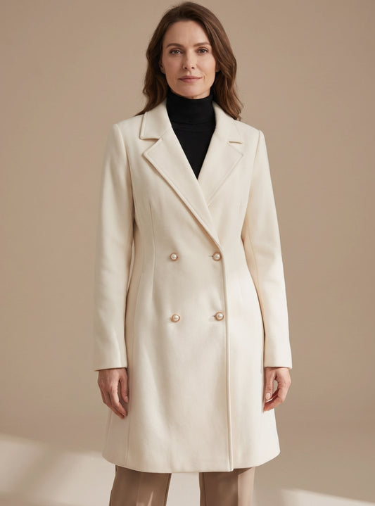 Isaline - Flared Knee-Length Double-Breasted Coat