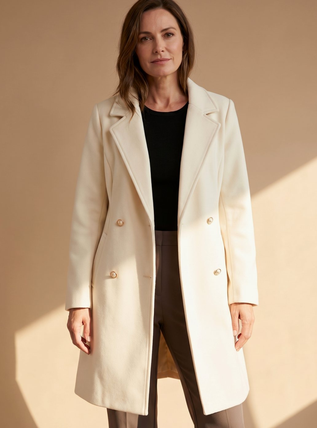 Isaline - Flared Knee-Length Double-Breasted Coat