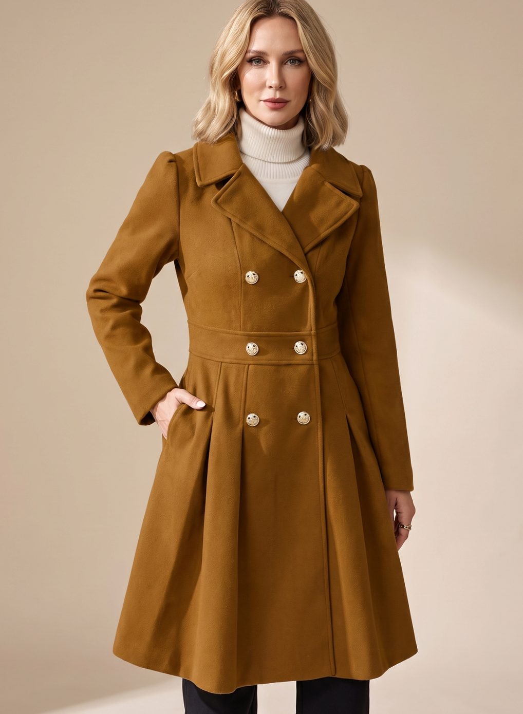 Kristiane - Pleated A-Line Longline Coat