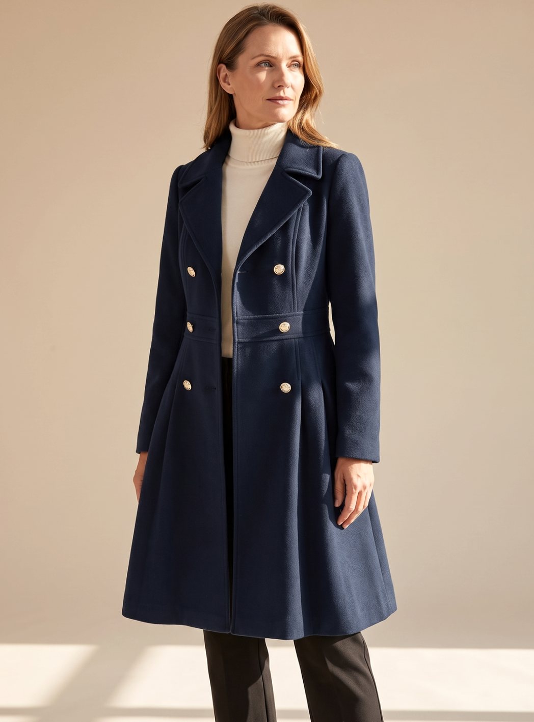 Kristiane - Pleated A-Line Longline Coat