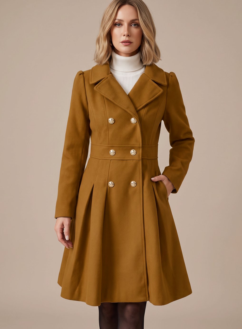 Kristiane - Pleated A-Line Longline Coat