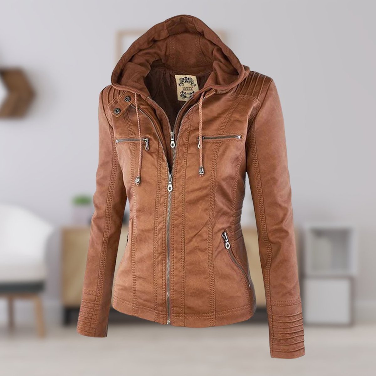 Gwendolen - Slim Moto Coat with Zip-Off Hood