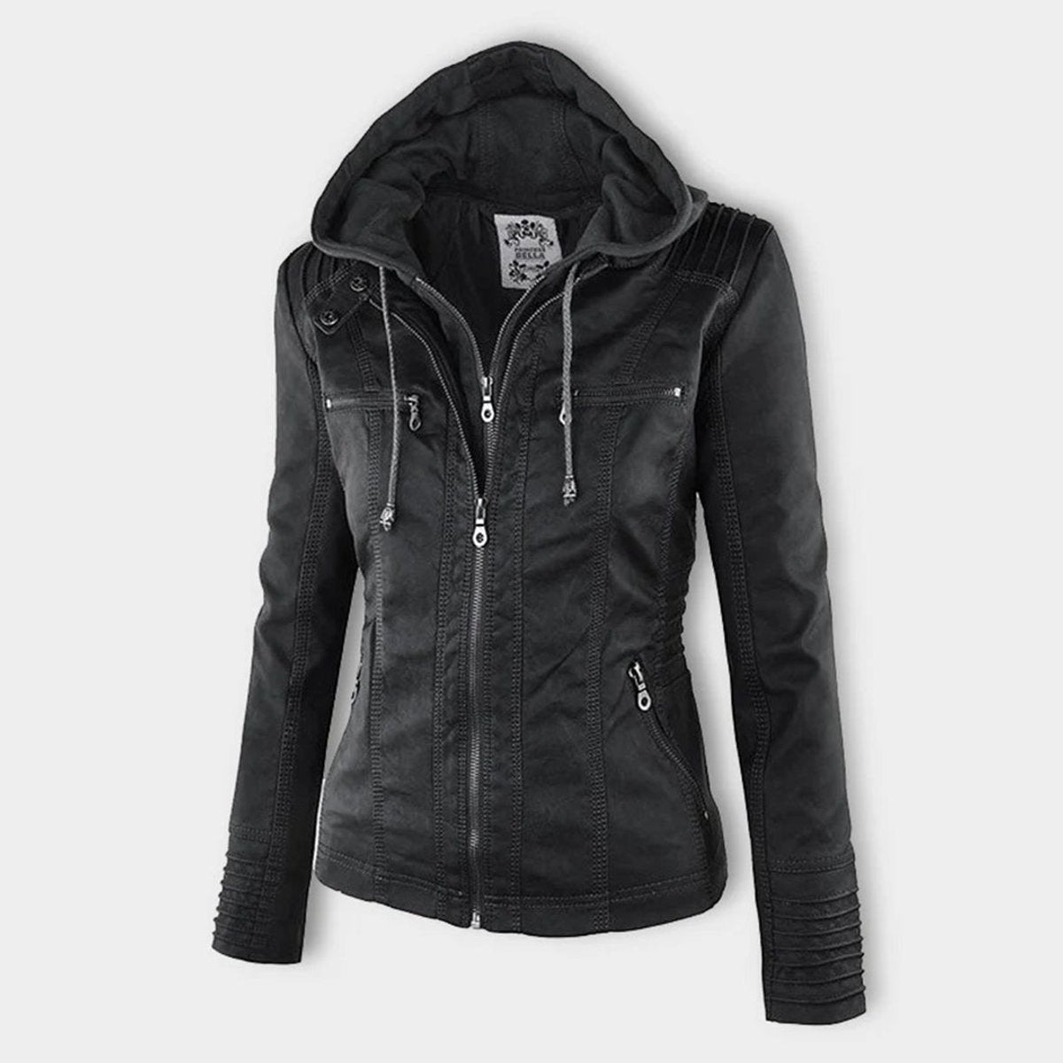 Gwendolen - Slim Moto Coat with Zip-Off Hood