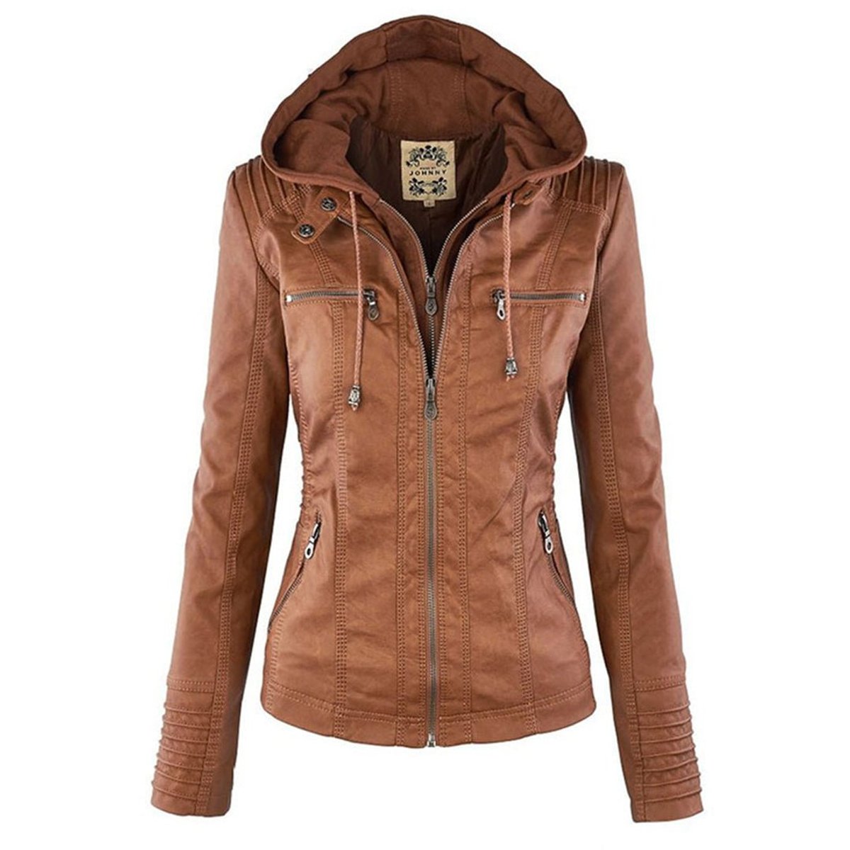Gwendolen - Slim Moto Coat with Zip-Off Hood