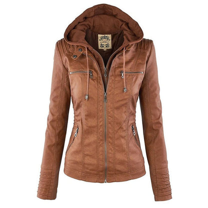 Gwendolen - Slim Moto Coat with Zip-Off Hood