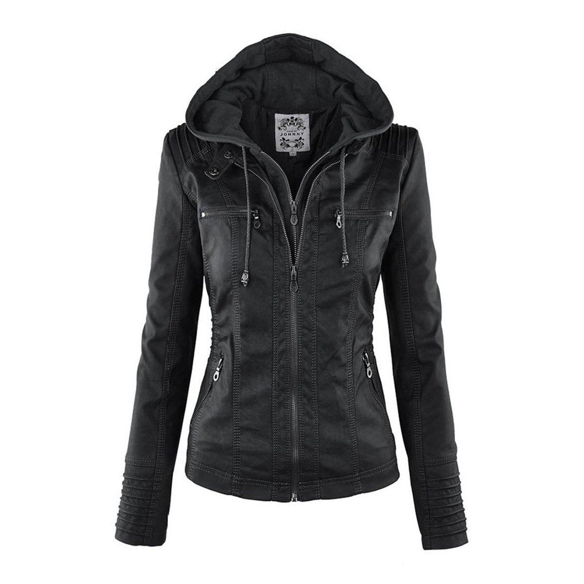 Gwendolen - Slim Moto Coat with Zip-Off Hood