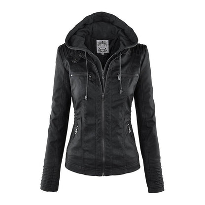 Gwendolen - Slim Moto Coat with Zip-Off Hood