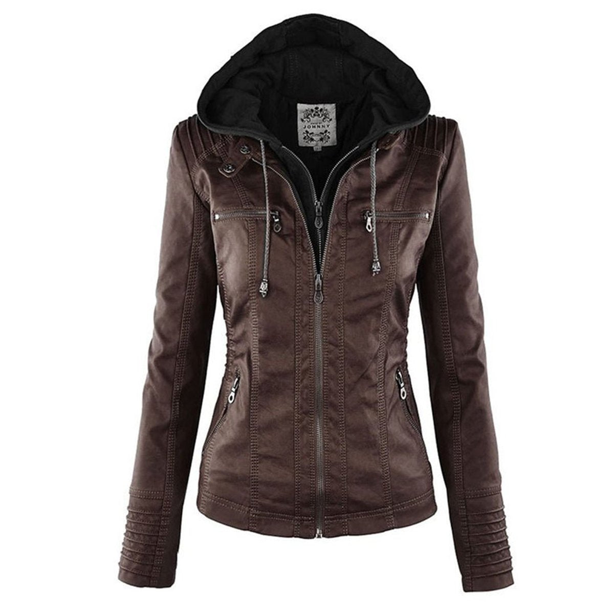 Gwendolen - Slim Moto Coat with Zip-Off Hood