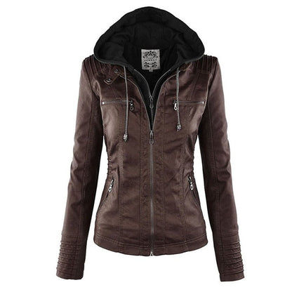 Gwendolen - Slim Moto Coat with Zip-Off Hood