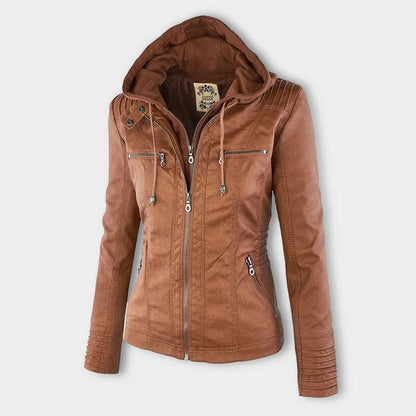 Gwendolen - Slim Moto Coat with Zip-Off Hood