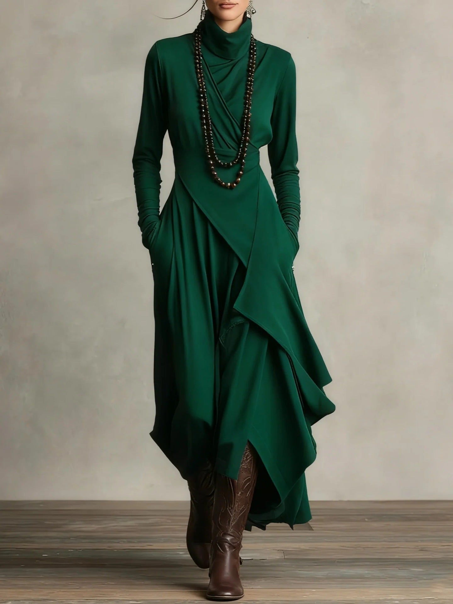 womens-knit-maxi-dress-with-roll-neck-and-wrap-overlay-9