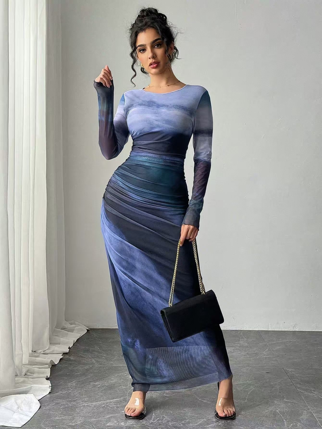 womens-maxi-dress-in-mesh-with-long-sleeves-and-ruched-waist-5