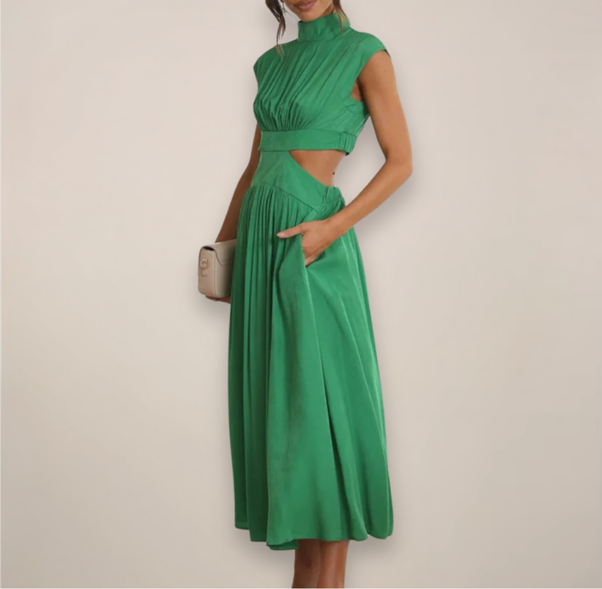 womens-maxi-dress-in-woven-material-with-waist-cutouts-and-high-neck-7