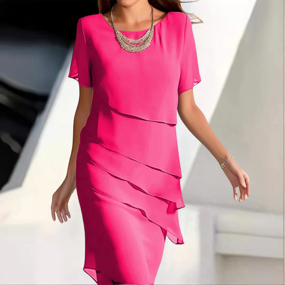 womens-midi-dress-in-chiffon-with-round-neck-and-tiered-overlay-2