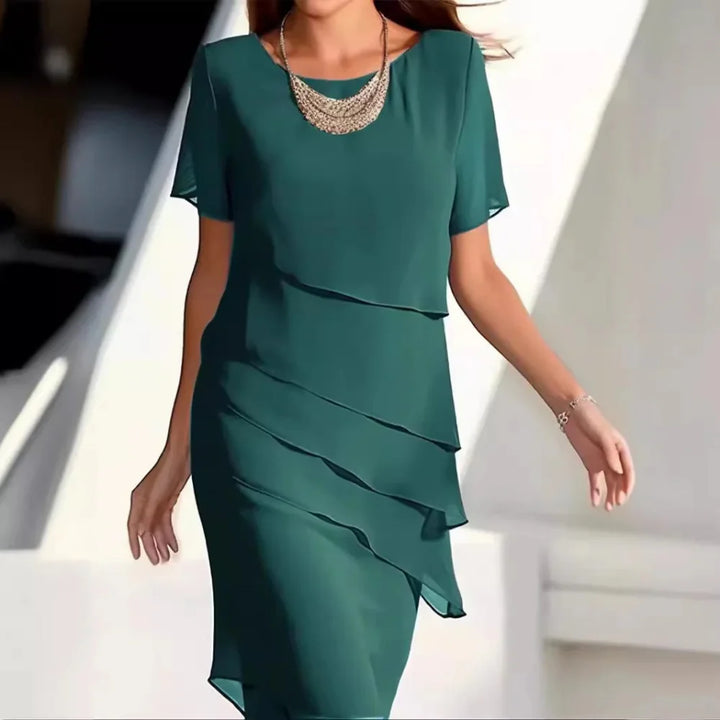womens-midi-dress-in-chiffon-with-round-neck-and-tiered-overlay-4