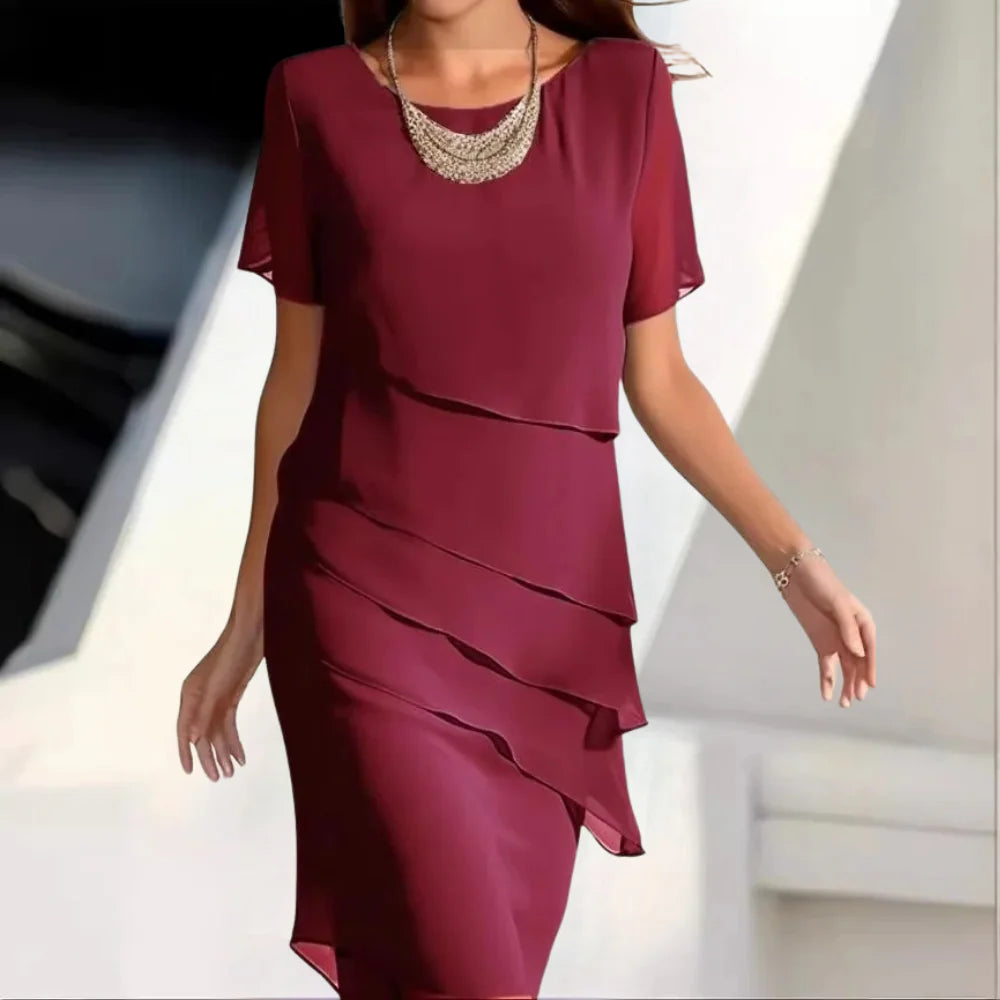 womens-midi-dress-in-chiffon-with-round-neck-and-tiered-overlay-5