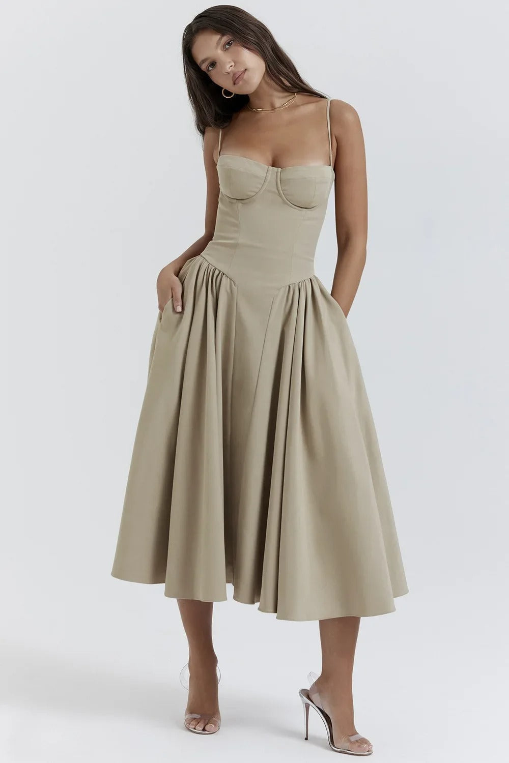 womens-midi-dress-in-woven-material-with-bust-seams-and-pockets-27