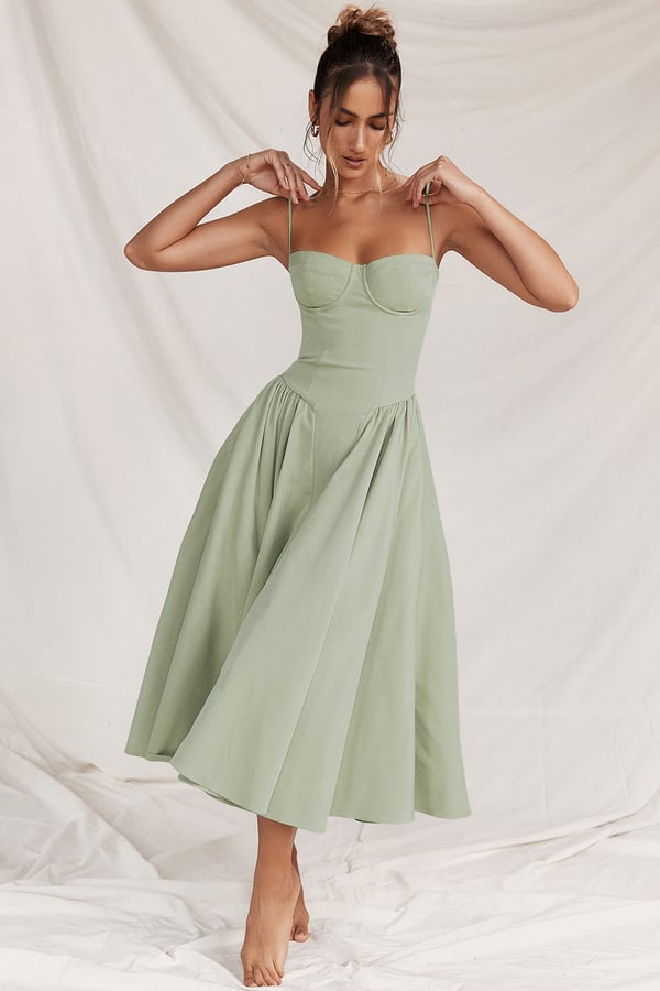 womens-midi-dress-in-woven-material-with-bust-seams-and-pockets-4