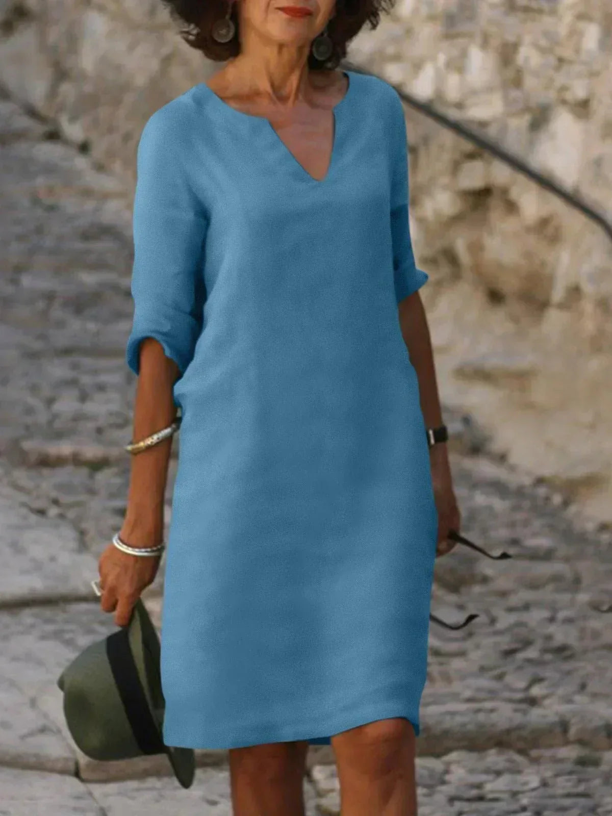 womens-midi-shift-dress-with-woven-surface-and-v-neckline-10