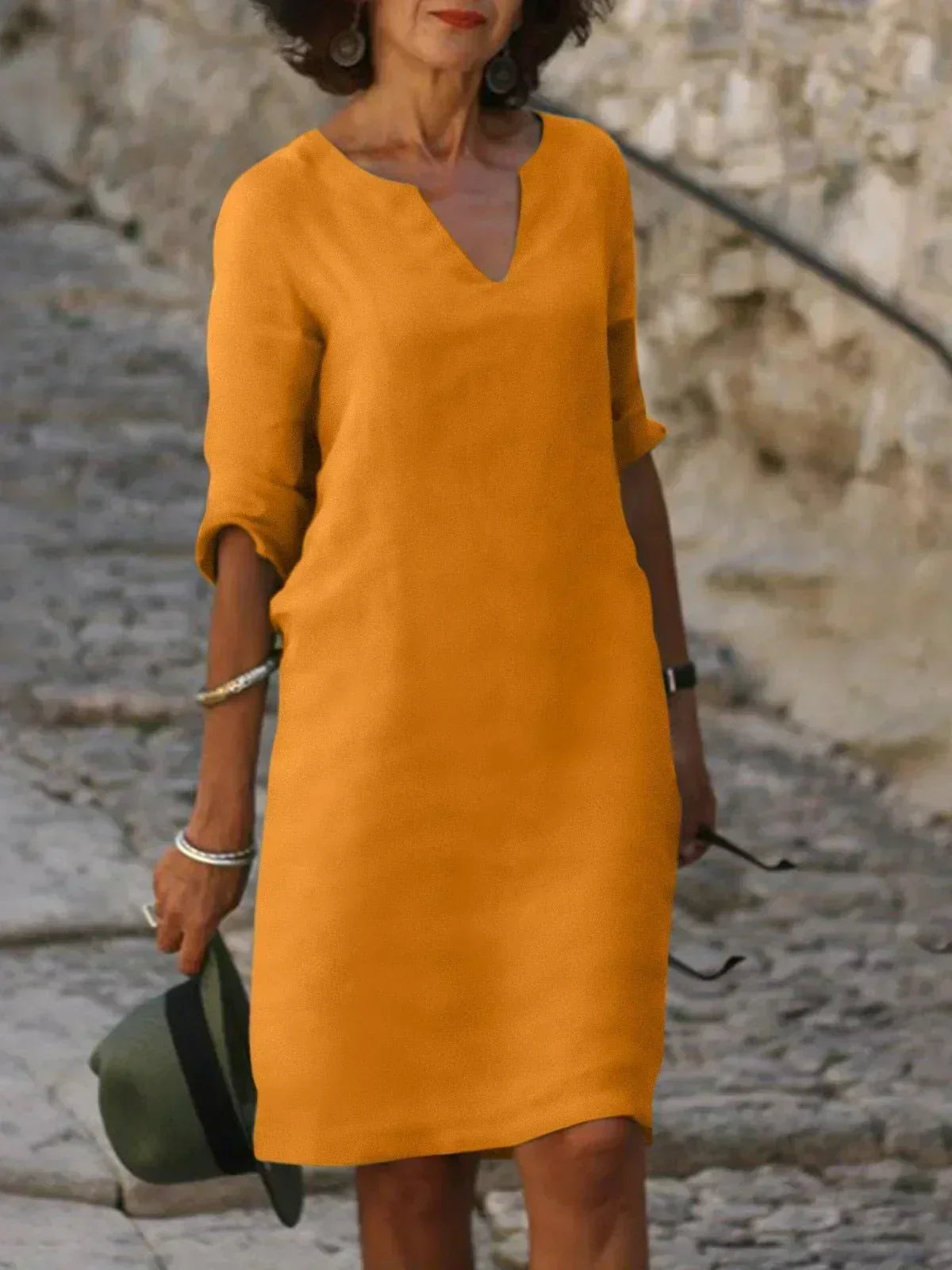 womens-midi-shift-dress-with-woven-surface-and-v-neckline-5