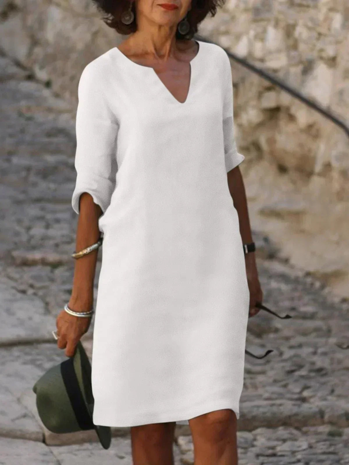 womens-midi-shift-dress-with-woven-surface-and-v-neckline-7