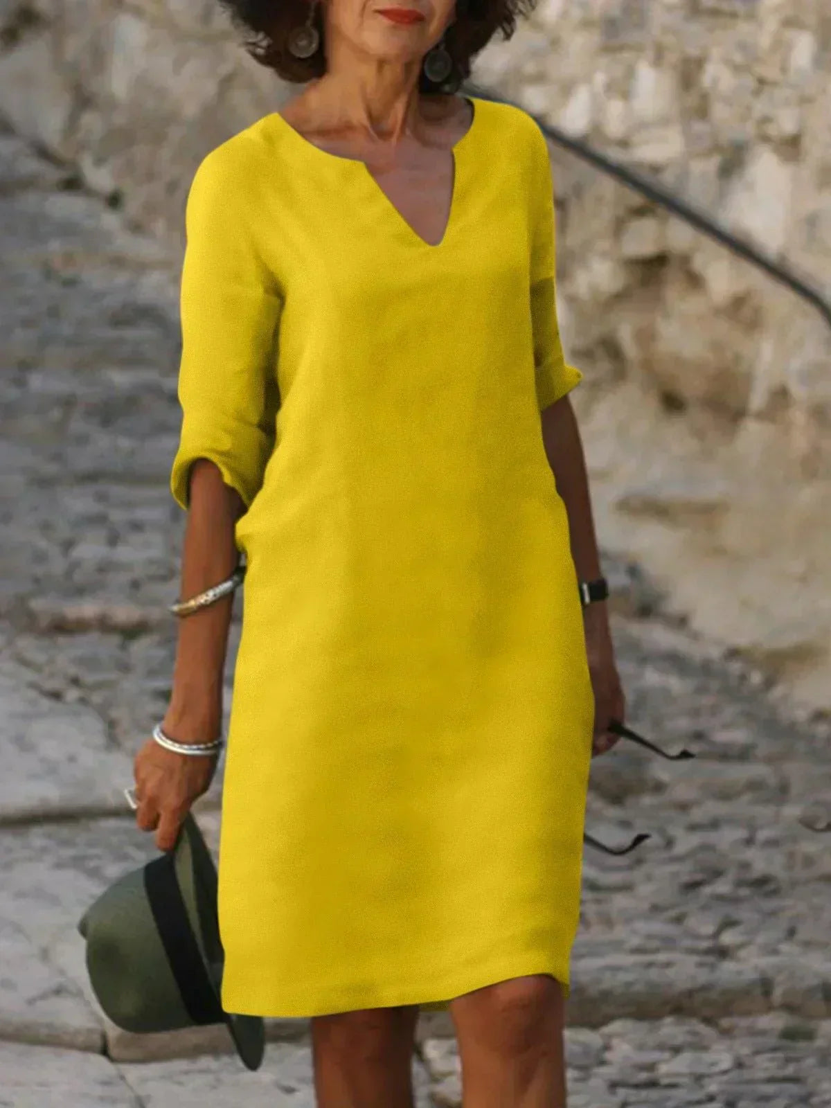 womens-midi-shift-dress-with-woven-surface-and-v-neckline-8