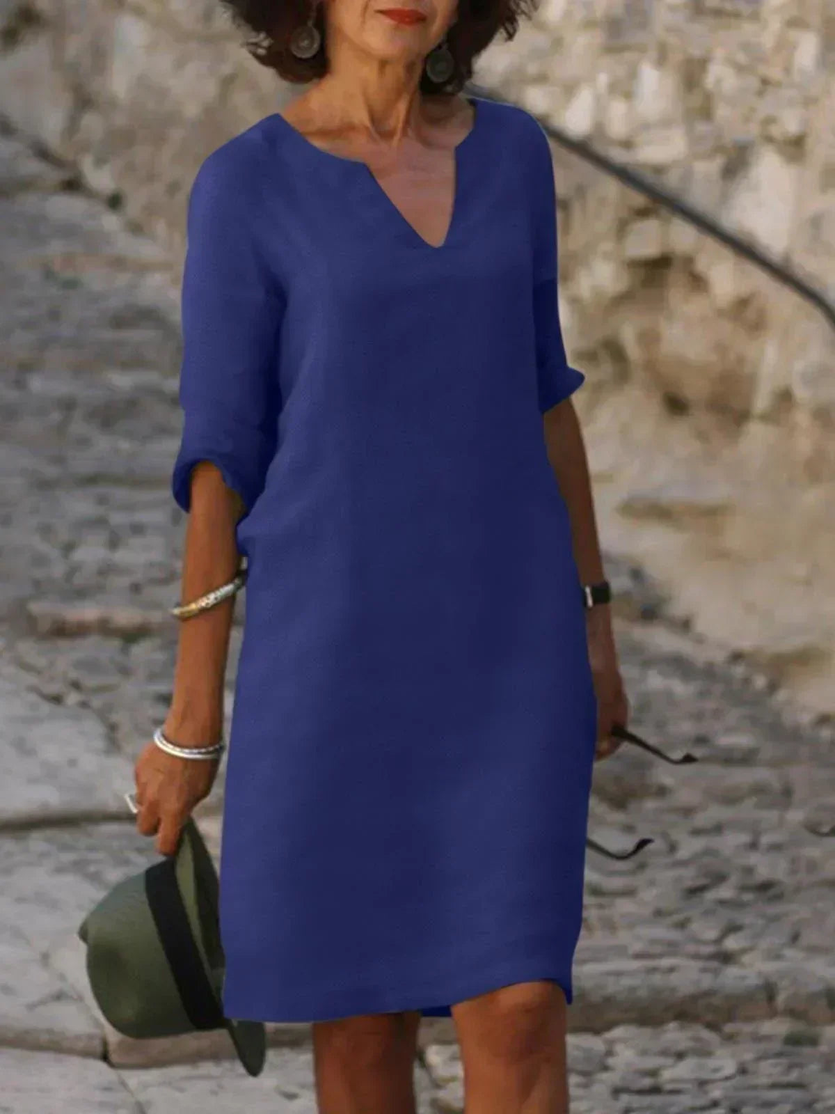 womens-midi-shift-dress-with-woven-surface-and-v-neckline-9