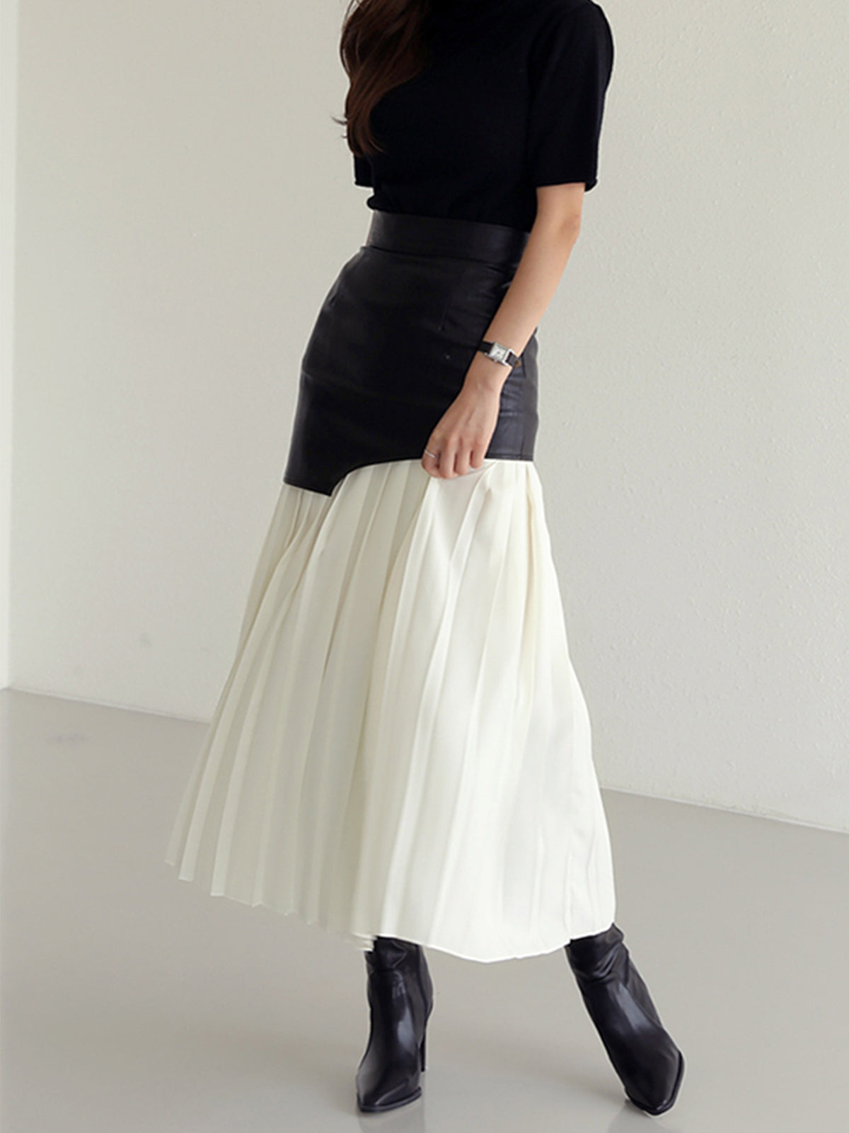 womens-midi-skirt-with-faux-overlay-and-pleated-hem-2